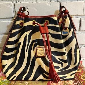 Vintage Dooney and Bourke Zebra Drawstring Bucket Bag